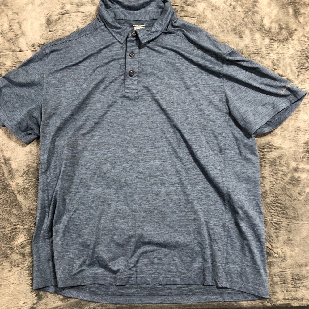 G.H. Bass & Co Polo Shirt Mens Large Blue Space Dye Short Sleeve Performance